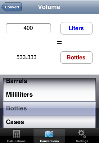 Convert between units commonly used in winemaking